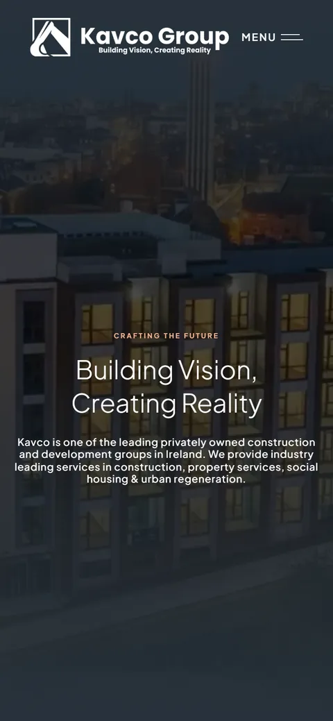 Kavco Group homepage on a phone