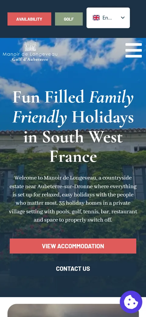 Manoir de Longeveau homepage on a phone
