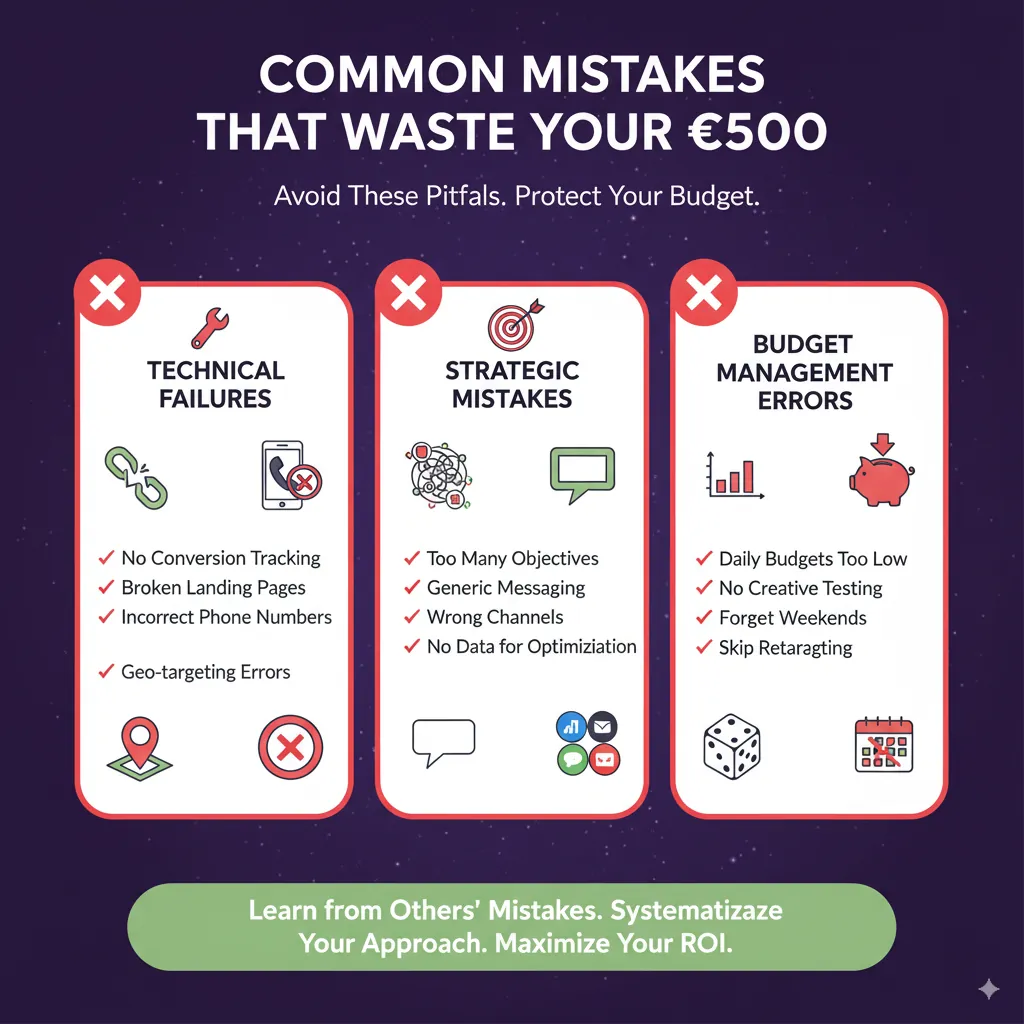 Common mistakes that waste your €500: technical failures, strategic mistakes and budget management Common mistakes that waste your €500: technical failures, strategic mistakes and budget management errors