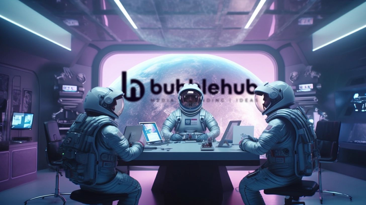 Two astronauts sitting at a table in a space station Two astronauts sitting at a table in a space station