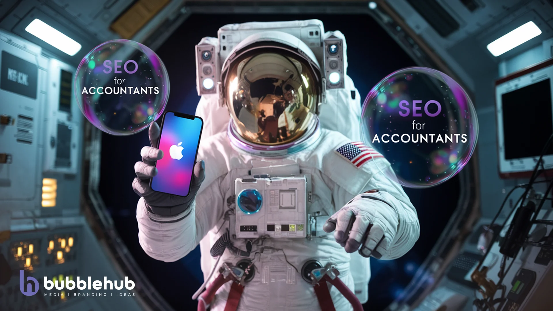 an image of an astronaut using a iPhone showing SEO for accountants an image of an astronaut using a iPhone showing SEO for accountants