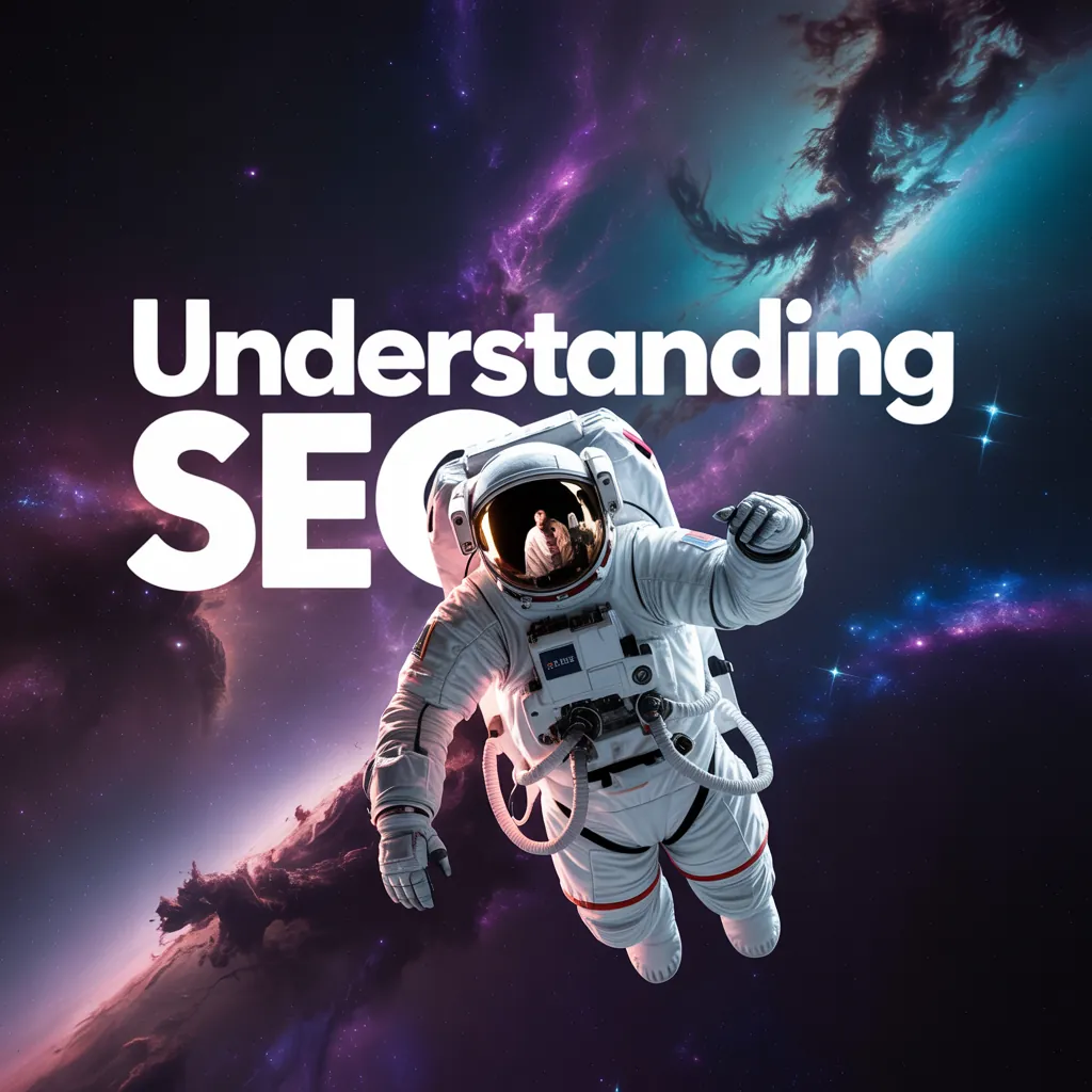 An astronaut floating in space beside the words Understanding SEO