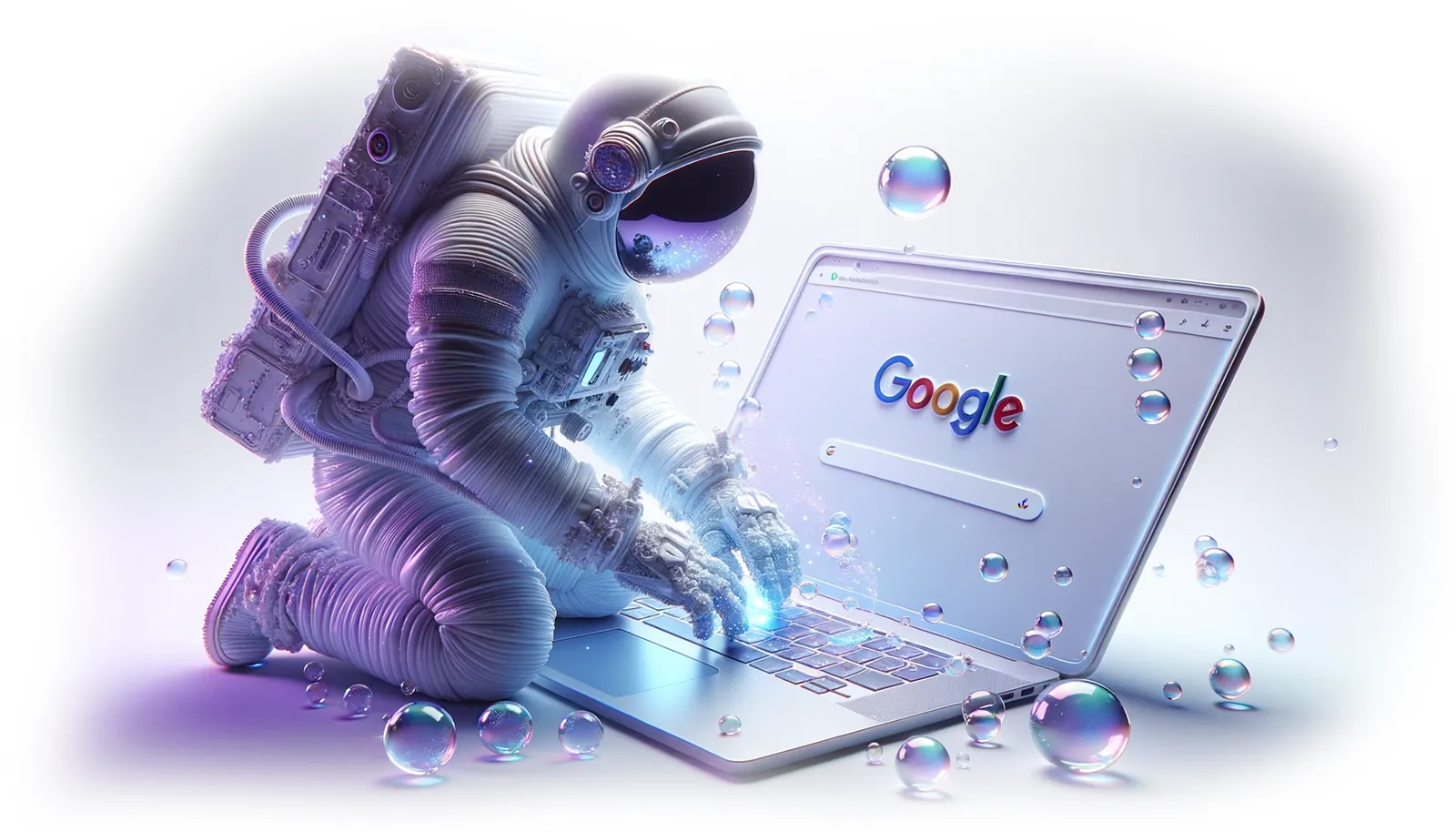 An illustration of Bubblehub working on google ads An illustration of Bubblehub working on google ads