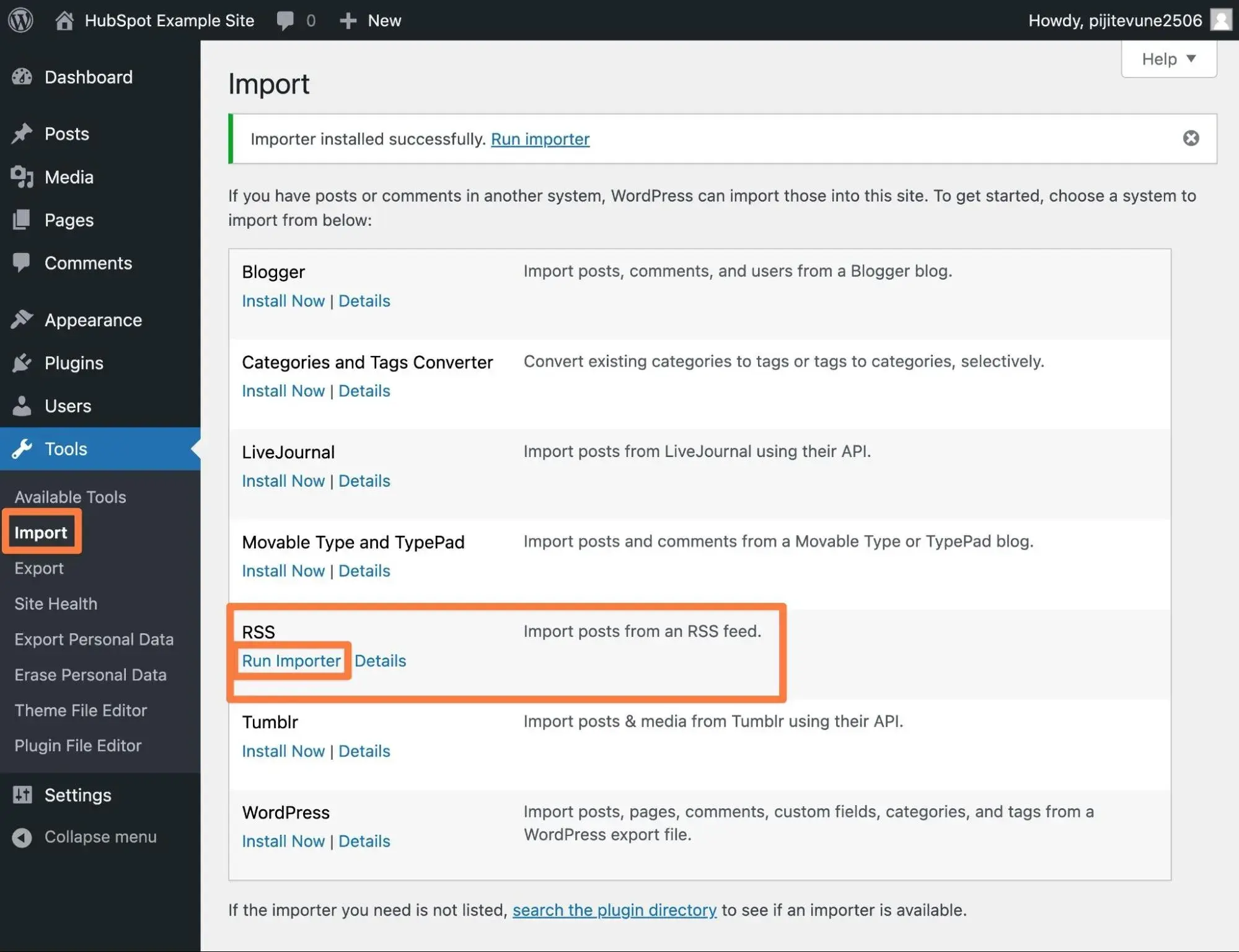 Convert wix to wordpress rss feed