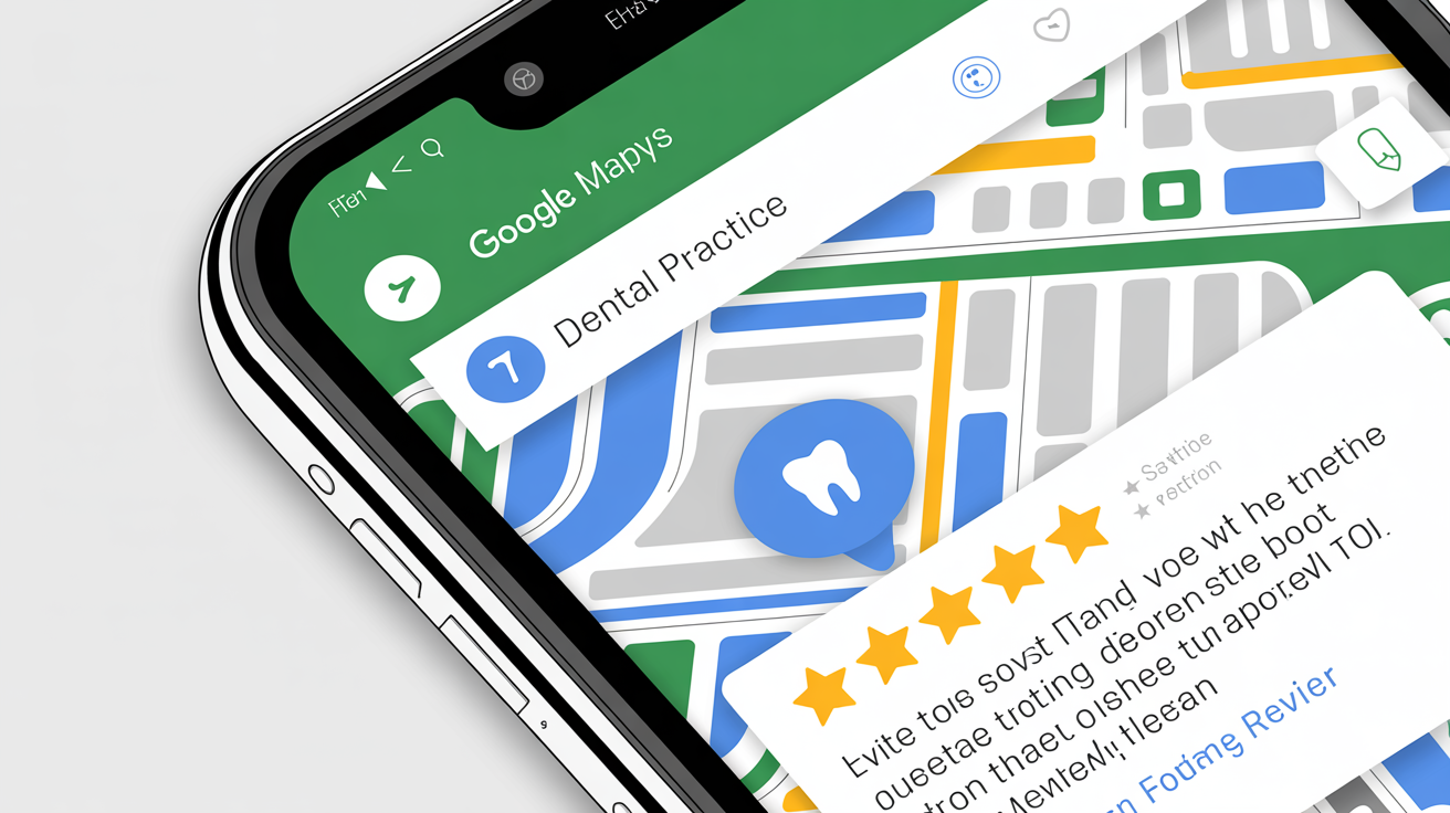 A image of a smart phone with google maps listings for dentists in Ireland