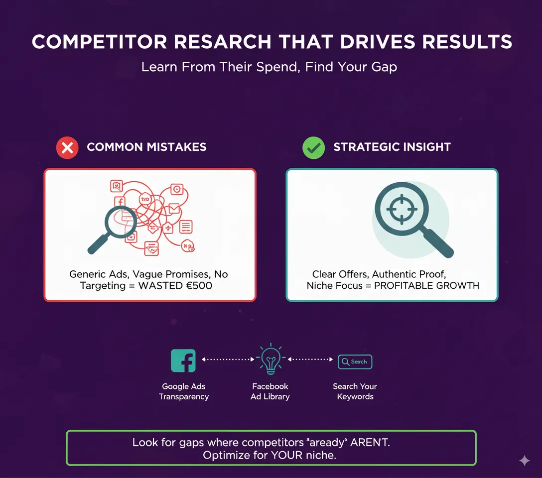 Competitor research that drives results: common mistakes against strategic insight, using Google Competitor research that drives results: common mistakes against strategic insight, using Google Ads Transparency and the Facebook Ad Library