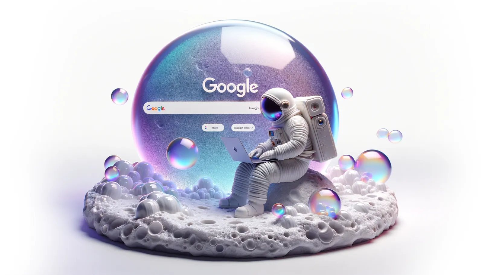 a image of bubblehub astronaut working on his google ads account a image of bubblehub astronaut working on his google ads account