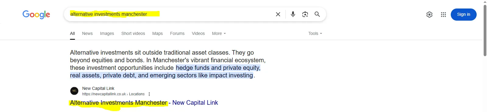 organic search page for investment / finance seo organic search page for investment / finance seo