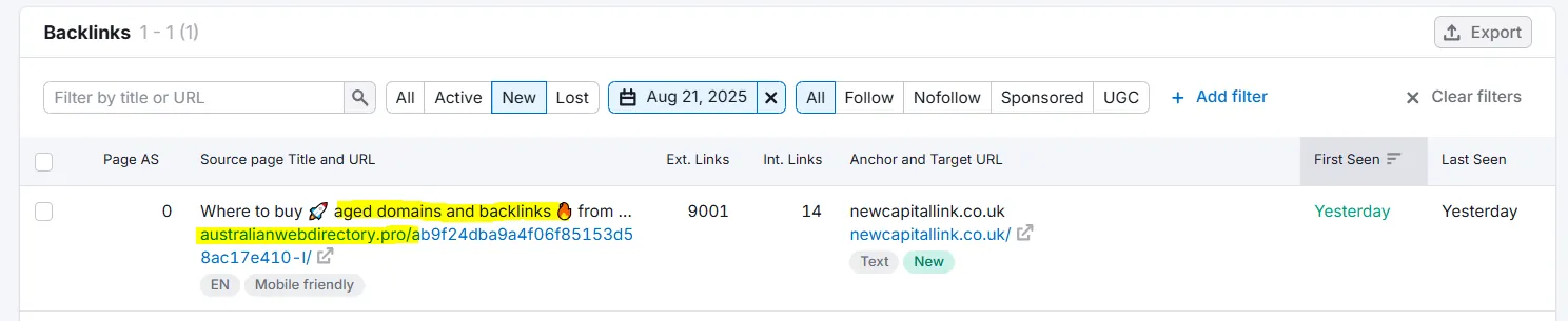Toxic backlink example Toxic backlink example