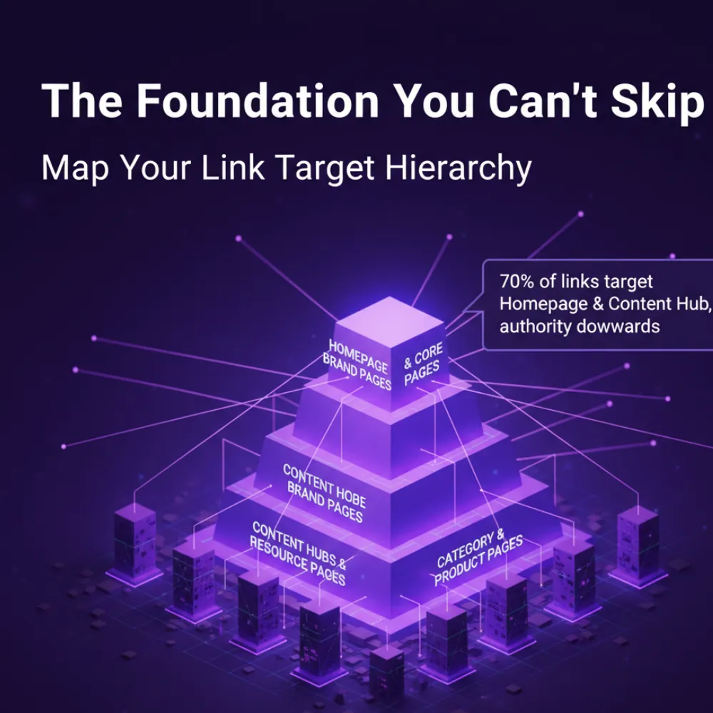 Map your link target hierarchy: a pyramid with the homepage and content hubs at the top receiving Map your link target hierarchy: a pyramid with the homepage and content hubs at the top receiving most links