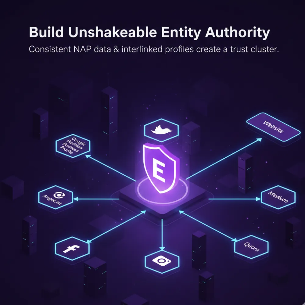 Build unshakeable entity authority: consistent NAP data and interlinked profiles around a central Build unshakeable entity authority: consistent NAP data and interlinked profiles around a central shield
